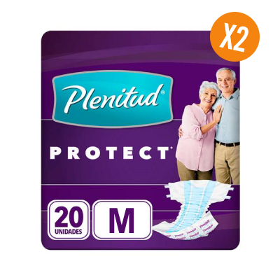 Pack 2 Pañales PLENITUD Protec Talla P/M Paq. 20und