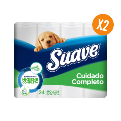 Pack 2 Papel Higiénico SUAVE Cuidado Completo x 24 und