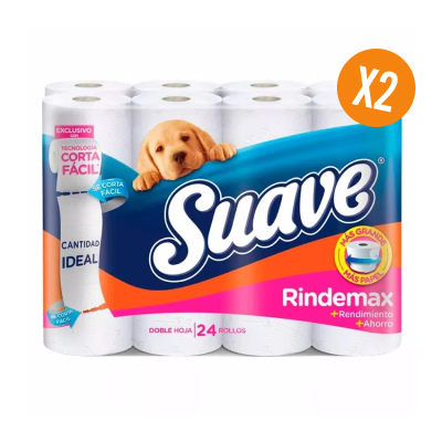 Pack 2 Papel Higiénico SUAVE Rindemax x 24und